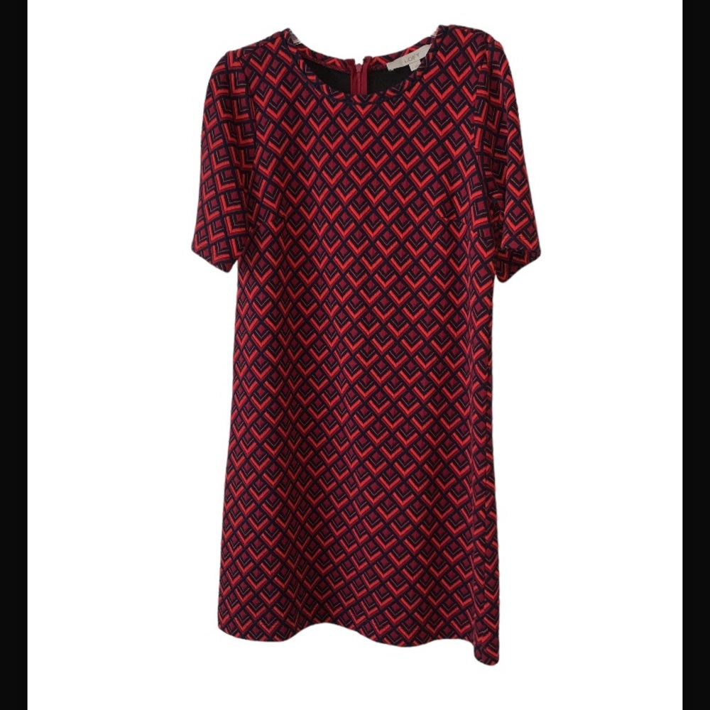 LOFT Geometric Dress Short Sleeves -Sz S.   EUC!!